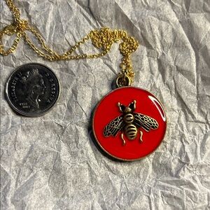 Authentic Red Pendant Necklace with Bee Design
